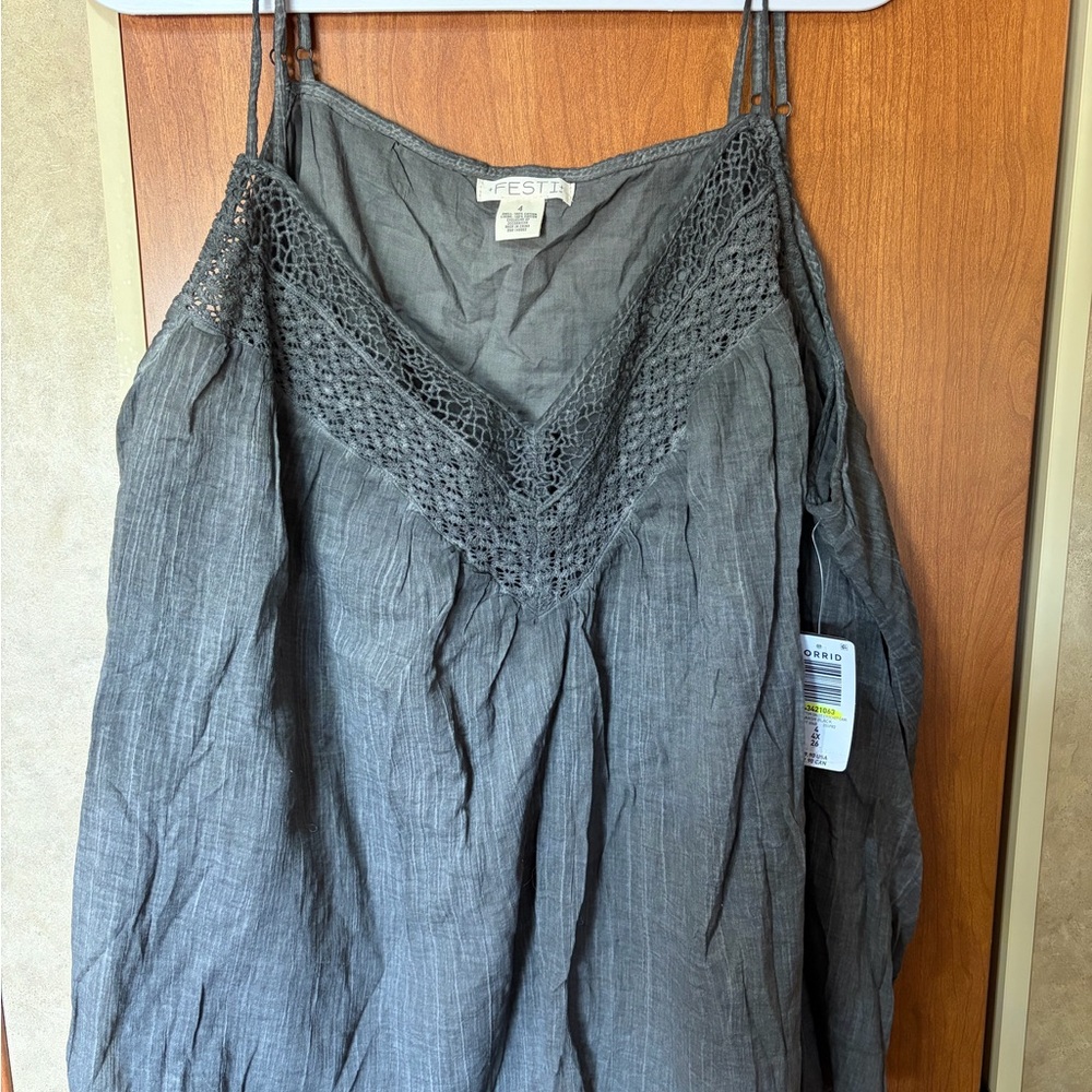 Torrid Charcoal Crochet Tank Top